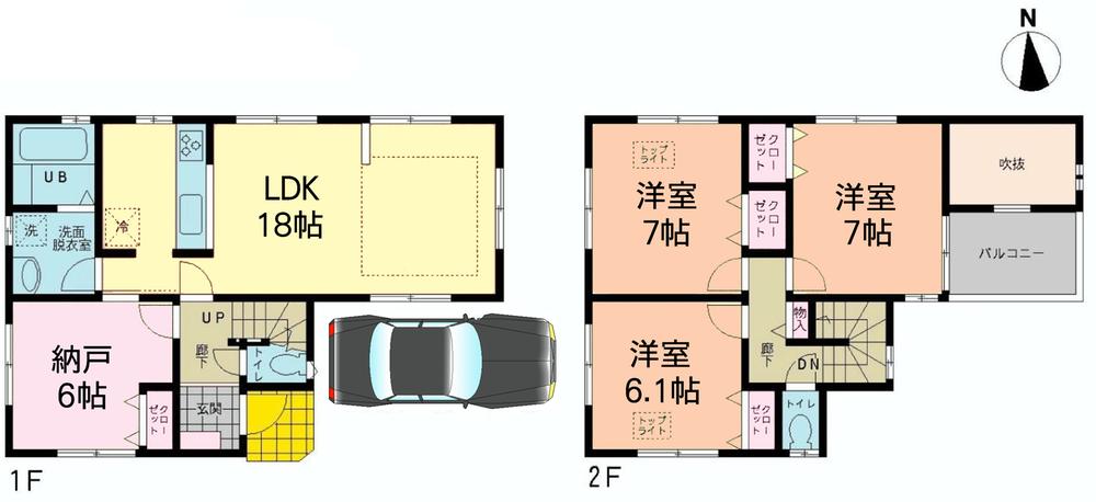 Floor plan. 37,800,000 yen, 3LDK + S (storeroom), Land area 92.45 sq m , Building area 96.18 sq m