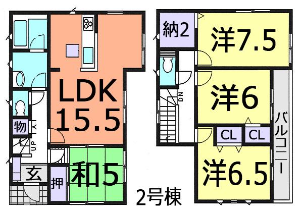 Floor plan. (Building 2), Price 28.8 million yen, 4LDK+S, Land area 120.1 sq m , Building area 95.17 sq m