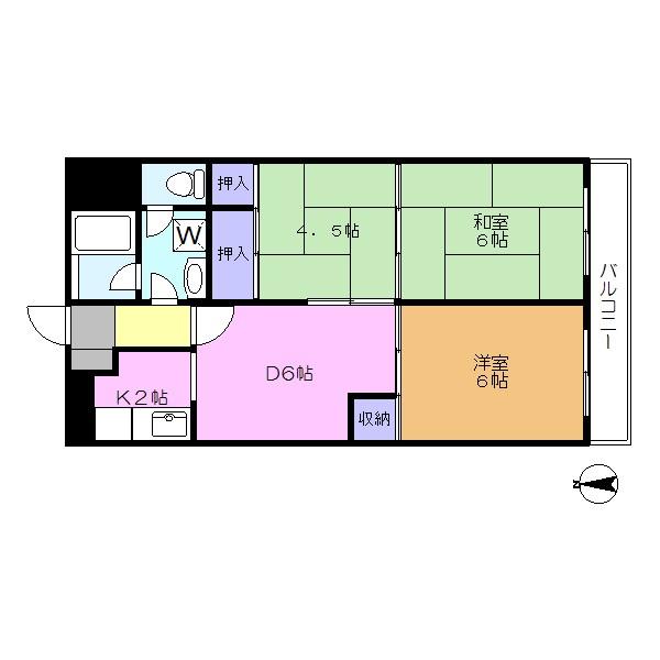Floor plan. 3DK, Price 10.5 million yen, Footprint 56 sq m , Balcony area 6.72 sq m