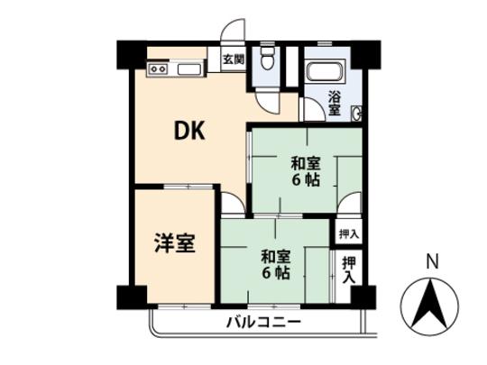 Floor plan. 3DK, Price 7.5 million yen, Footprint 57.6 sq m , Balcony area 5.87 sq m floor plan