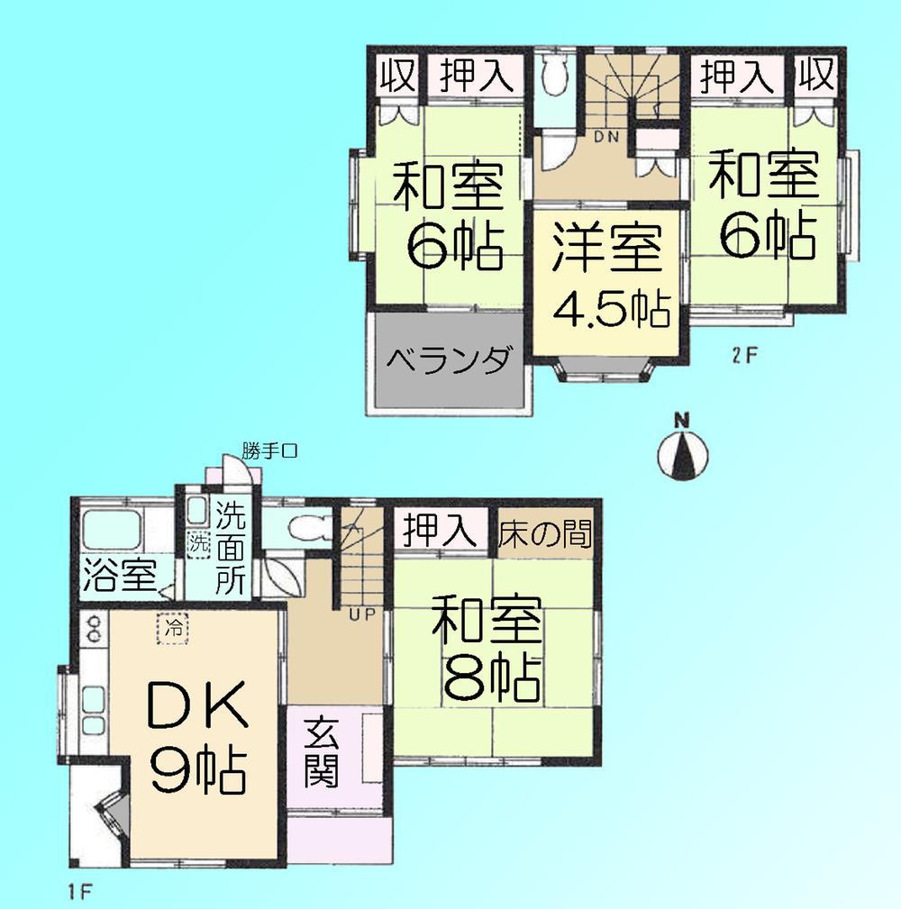 Floor plan. 21,800,000 yen, 4LDK, Land area 168.84 sq m , Building area 87.99 sq m