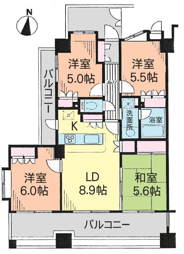 Floor plan. 4LDK, Price 19,980,000 yen, Occupied area 73.21 sq m , Balcony area 23.36 sq m