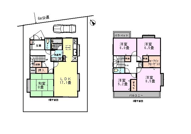 Floor plan. 22,900,000 yen, 5LDK + S (storeroom), Land area 132.25 sq m , Building area 124.83 sq m Porras construction housing The readjustment land per, It is a beautiful cityscape.