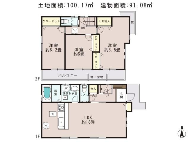 Floor plan. 29,800,000 yen, 3LDK, Land area 100.17 sq m , Building area 91.08 sq m floor plan
