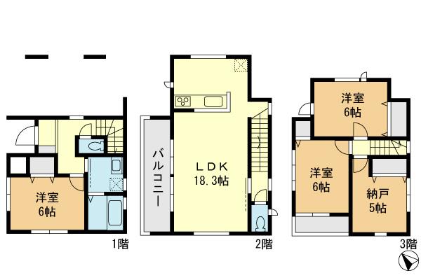 Floor plan. 22,800,000 yen, 3LDK+S, Land area 76.2 sq m , Building area 109.78 sq m