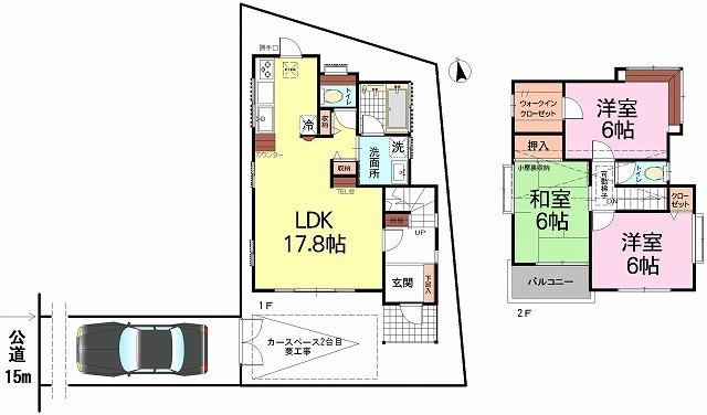 Floor plan. 22,800,000 yen, 3LDK, Land area 122.6 sq m , Building area 86.52 sq m