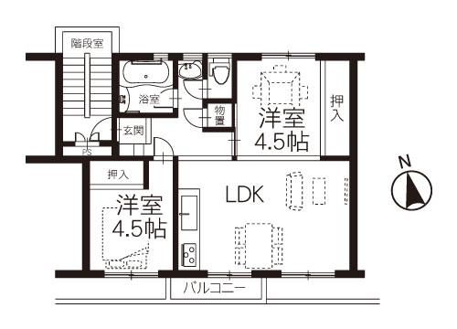 Floor plan. 2LDK, Price 8.6 million yen, Occupied area 53.87 sq m , Balcony area 6.38 sq m