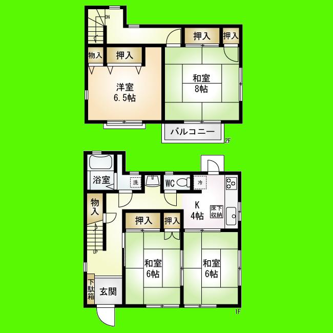 Floor plan. 19,800,000 yen, 4K, Land area 77.53 sq m , Building area 84.44 sq m