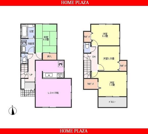 Floor plan. (Building 2), Price 26,800,000 yen, 4LDK, Land area 152.78 sq m , Building area 95.23 sq m