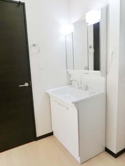 Wash basin, toilet. Three-sided mirror vanity 1 Building 