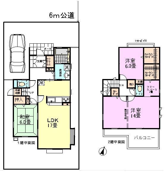 Floor plan. 32 million yen, 3LDK + S (storeroom), Land area 130 sq m , Building area 110.96 sq m 3LDK + 2 walk-in closet + free space Sunny south wide balcony! Yes Car space!