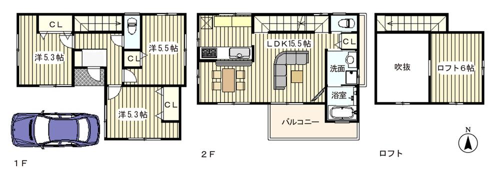 Floor plan. 29,880,000 yen, 3LDK + S (storeroom), Land area 81.59 sq m , Building area 78.66 sq m