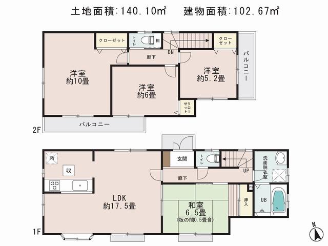 Floor plan. 34,800,000 yen, 4LDK, Land area 140.1 sq m , Building area 102.67 sq m floor plan