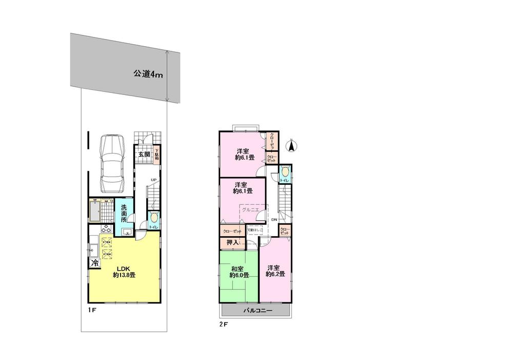 Floor plan. 24,800,000 yen, 4LDK, Land area 100.68 sq m , Building area 98.01 sq m