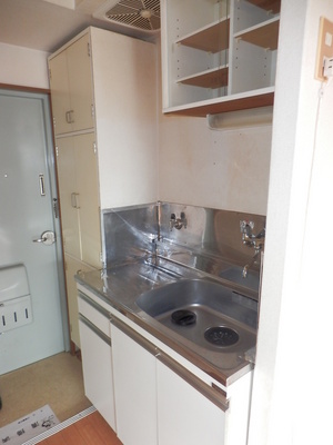 Kitchen. It is small, but is useful with storage