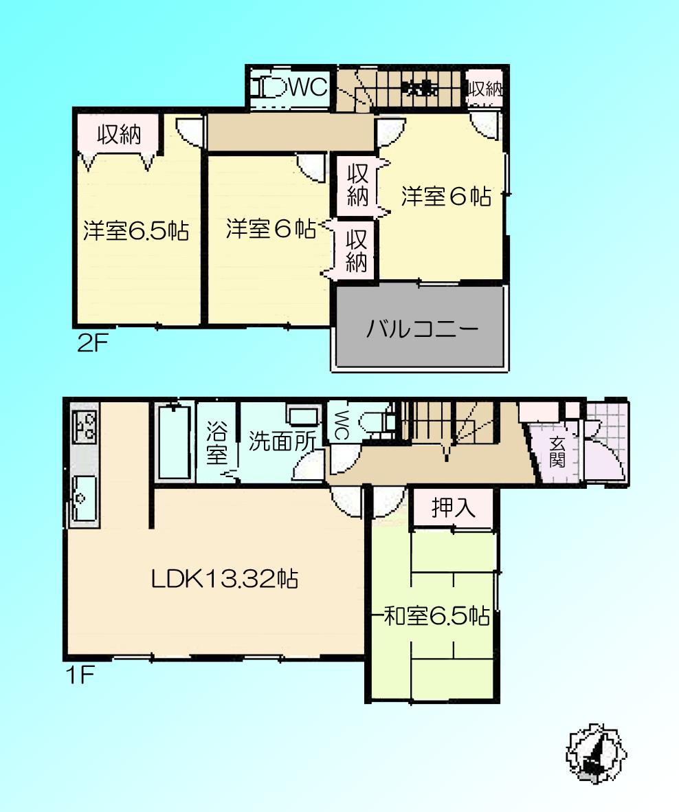 Floor plan. 23.4 million yen, 4LDK, Land area 120 sq m , Building area 98.54 sq m