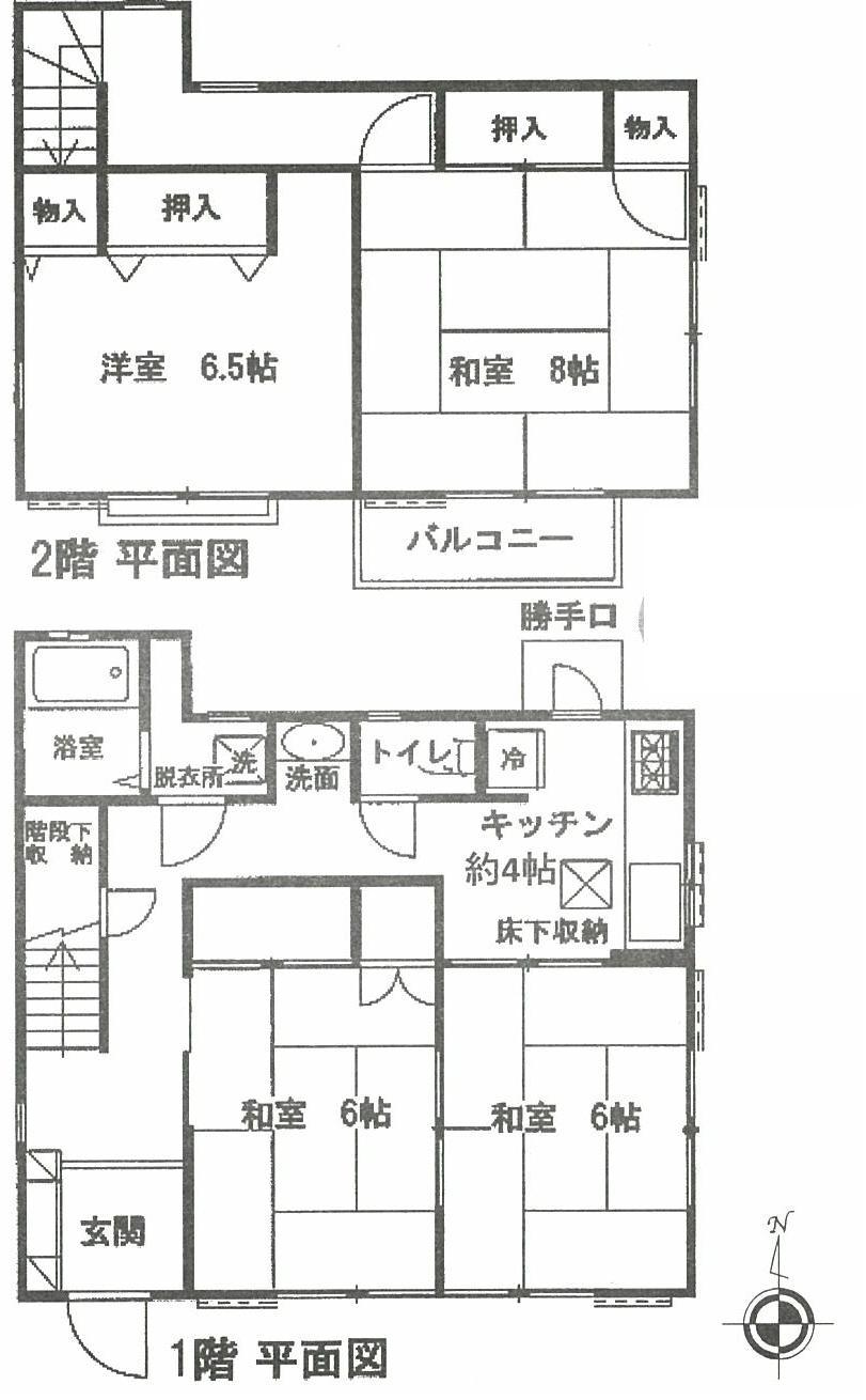 Floor plan. 19,800,000 yen, 4K, Land area 77.53 sq m , Building area 84.44 sq m all room 6 quires more