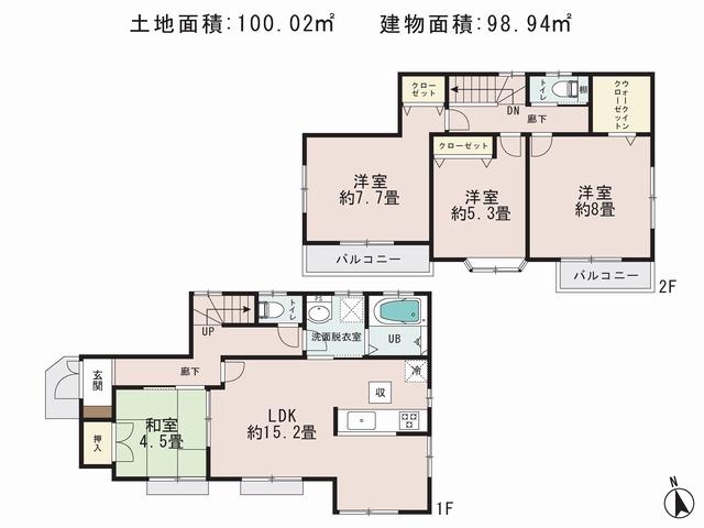 Floor plan. 35,800,000 yen, 4LDK, Land area 100.2 sq m , Building area 98.94 sq m floor plan