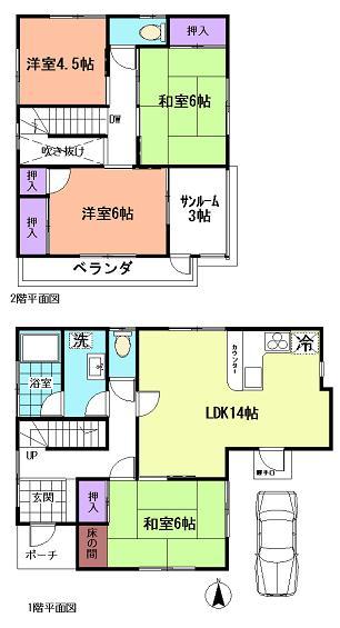 Floor plan. 14.8 million yen, 4LDK, Land area 100 sq m , Building area 95.69 sq m