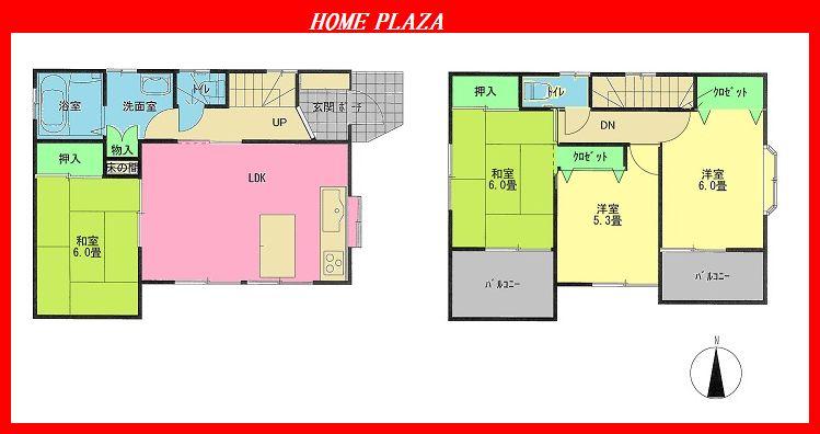 Floor plan. 26,800,000 yen, 4LDK, Land area 100.25 sq m , It is a building area of ​​86.94 sq m Zenshitsuminami direction