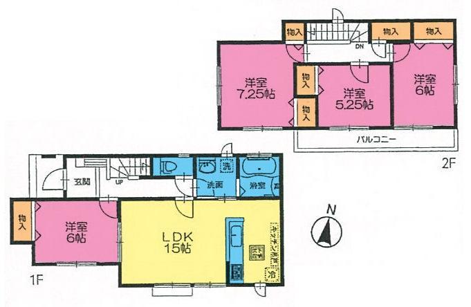 Floor plan. (1 Building), Price 27,800,000 yen, 4LDK, Land area 110.58 sq m , Building area 96.05 sq m