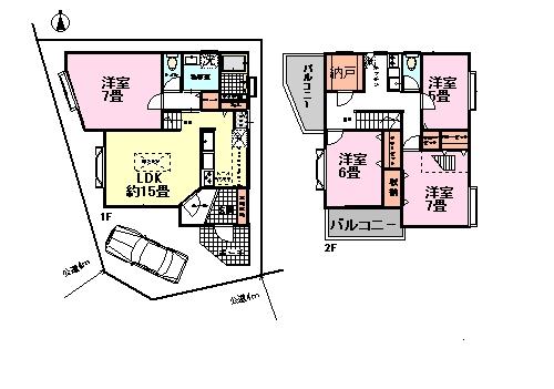 Floor plan. 22,800,000 yen, 4LDK + S (storeroom), Land area 100 sq m , Building area 110.54 sq m