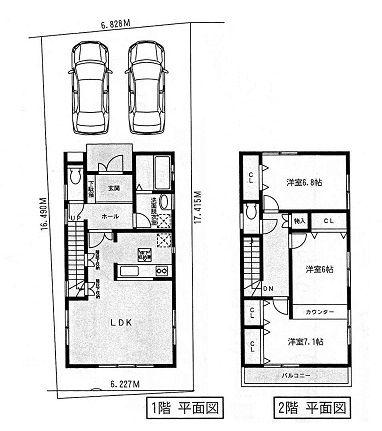 Compartment view + building plan example. Building plan example, Land price 14 million yen, Land area 112.79 sq m , Building price 11,760,000 yen, Building area 92.4 sq m wooden 2-story, If you architecture at the total floor area 28.00 square meters Plan, please contact us