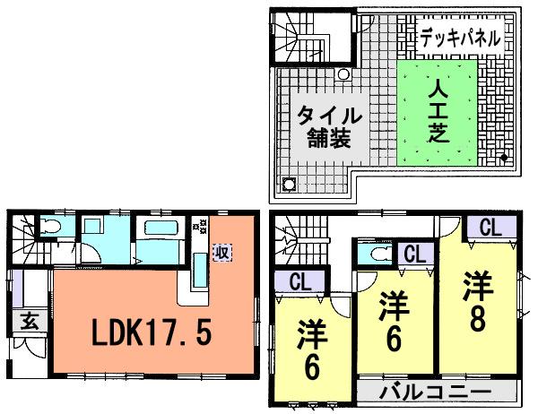 Floor plan. Price 28.8 million yen, 3LDK, Land area 85.15 sq m , Building area 95.01 sq m