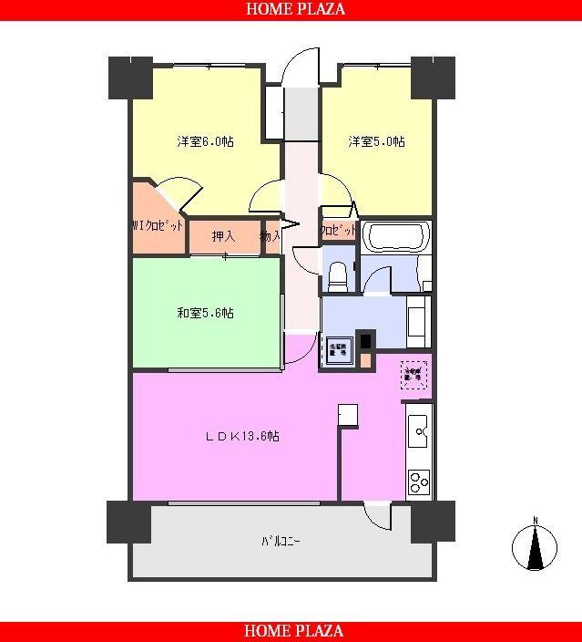 Floor plan. 3LDK, Price 23.8 million yen, Occupied area 67.58 sq m , Balcony area 14 sq m 3LDK / Pets are allowed