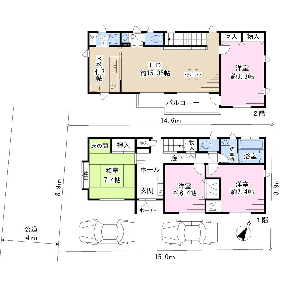 Floor plan. 28.8 million yen, 4LDK, Land area 133.6 sq m , Building area 125.24 sq m