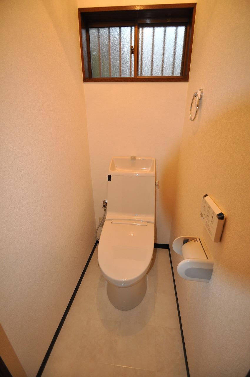 Toilet. First floor toilet. New replaced..