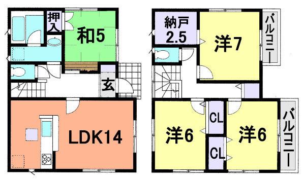 Floor plan. 25,800,000 yen, 4LDK + S (storeroom), Land area 99.43 sq m , Building area 93.55 sq m