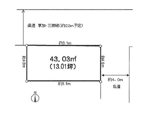 Compartment figure. Land price 6 million yen, Land area 43.03 sq m compartment view