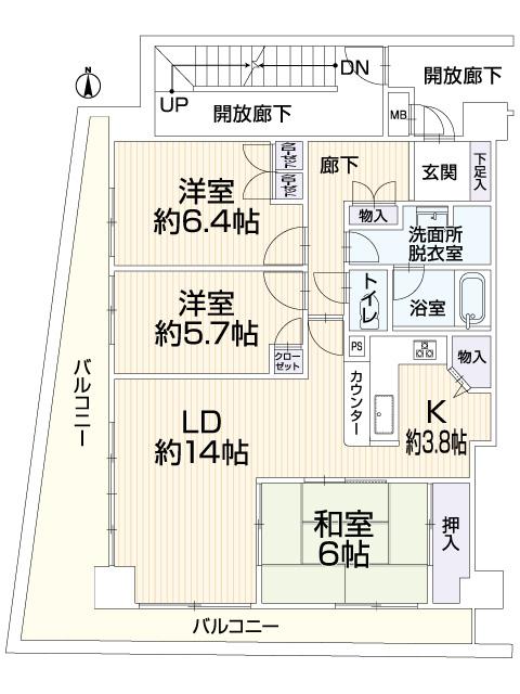 Floor plan. 3LDK, Price 29,800,000 yen, Occupied area 80.15 sq m , Balcony area 23.43 sq m