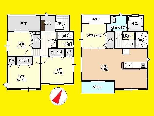 Floor plan. 29,800,000 yen, 4LDK, Land area 134.73 sq m , Building area 105.99 sq m