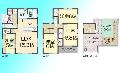 Floor plan. 28.8 million yen, 4LDK, Land area 100 sq m , Building area 96.05 sq m
