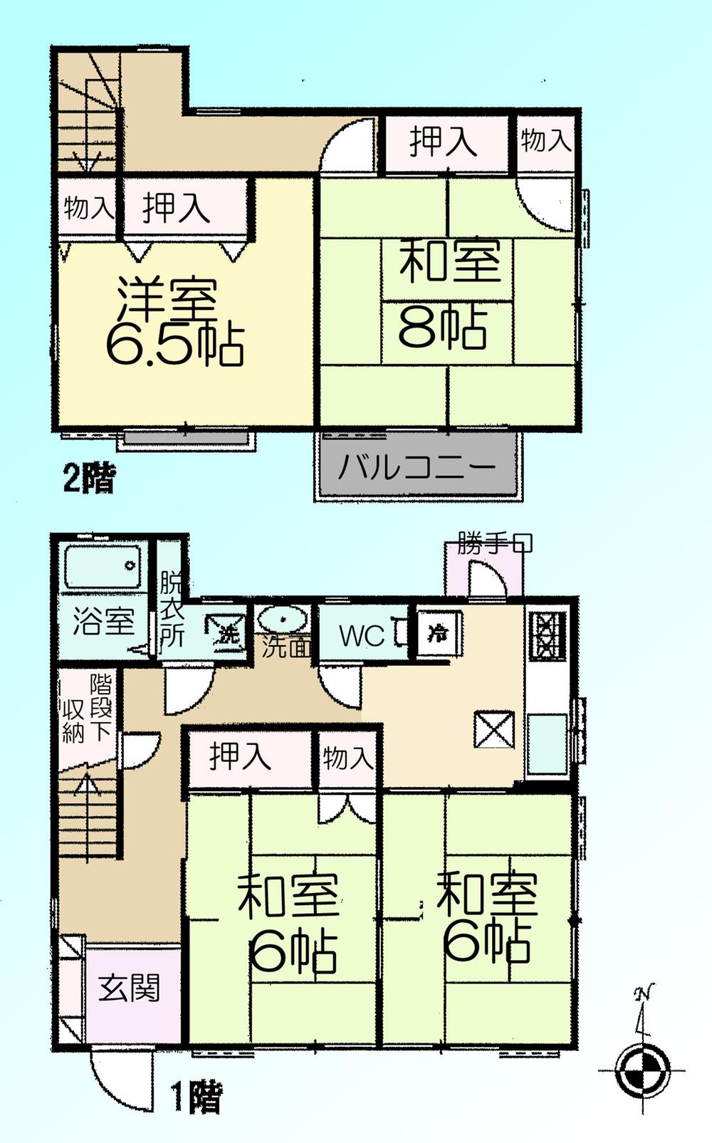 Floor plan. 19,800,000 yen, 4K, Land area 77.53 sq m , Building area 84.44 sq m