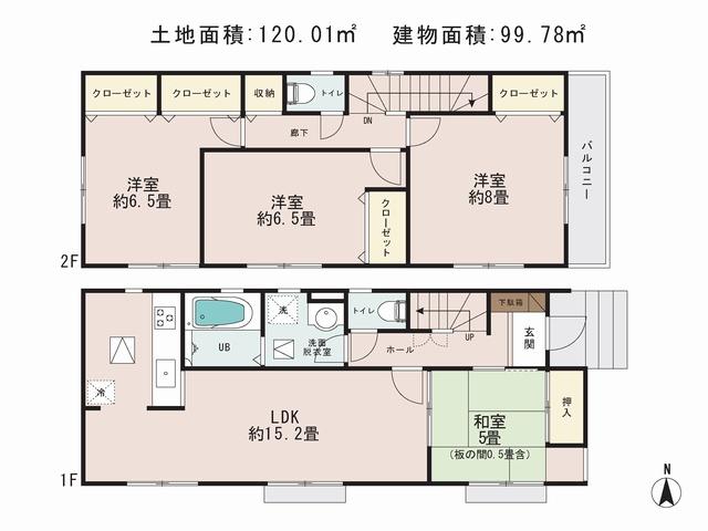 Floor plan. 31,800,000 yen, 4LDK, Land area 120.1 sq m , Building area 99.78 sq m floor plan