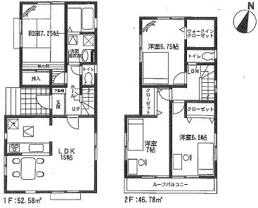 Floor plan. 27.3 million yen, 4LDK, Land area 102.89 sq m , Building area 99.36 sq m floor plan