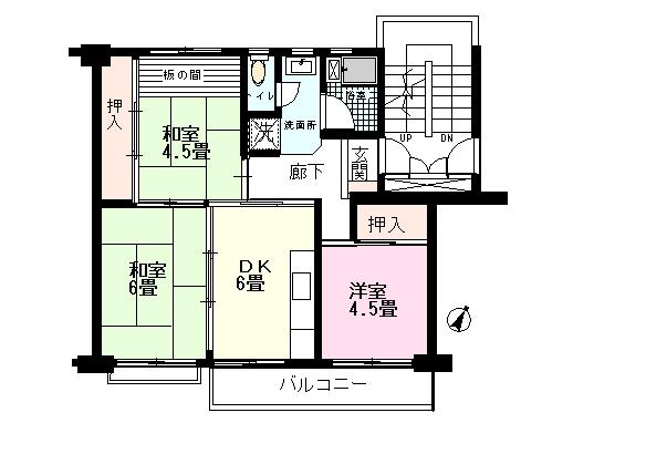 Floor plan. 3DK, Price 4.8 million yen, Occupied area 51.42 sq m , Balcony area 5.94 sq m square room South-facing sun per well per! Since it is a pre-renovation, You can residence as it is. You can see slowly per vacant house. We look forward to your inquiry.