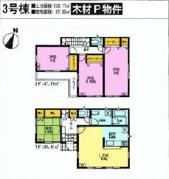 Floor plan. (3 Building), Price 28.8 million yen, 4LDK, Land area 120.11 sq m , Building area 97.2 sq m