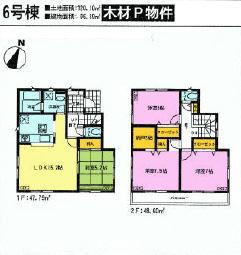 Floor plan. (6 Building), Price 29,800,000 yen, 4LDK+S, Land area 120.1 sq m , Building area 96.39 sq m