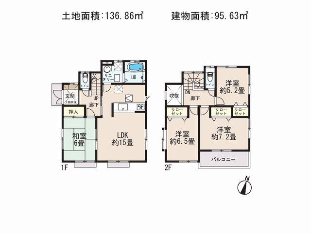 Floor plan. 26,800,000 yen, 4LDK, Land area 136.86 sq m , Building area 95.63 sq m floor plan