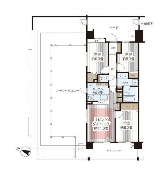 Floor plan. 3LDK, Price 23 million yen, Footprint 70.5 sq m , Balcony area 13.3 sq m floor plan