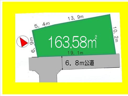 Compartment figure. Land price 23.5 million yen, Frontage of the land area 163.58 sq m south road is wide land