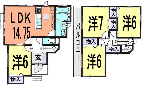 Floor plan. 25,800,000 yen, 4LDK, Land area 102.66 sq m , Building area 92.94 sq m