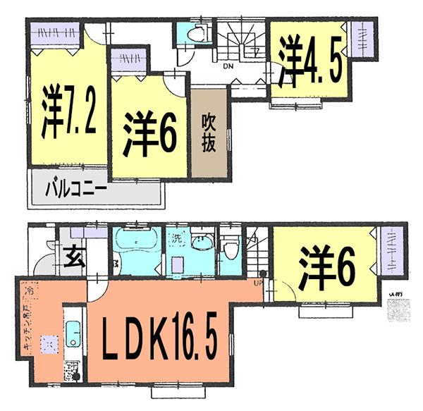 Floor plan. 24,800,000 yen, 4LDK, Land area 125.62 sq m , Spacious living space in the building area 96.26 sq m total living room with storage space