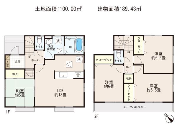 Floor plan. 26,800,000 yen, 4LDK, Land area 100 sq m , Building area 89.43 sq m