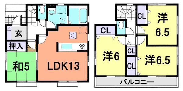 Floor plan. 27,900,000 yen, 4LDK, Land area 100 sq m , Spacious living space in the building area 89.43 sq m total living room with storage space
