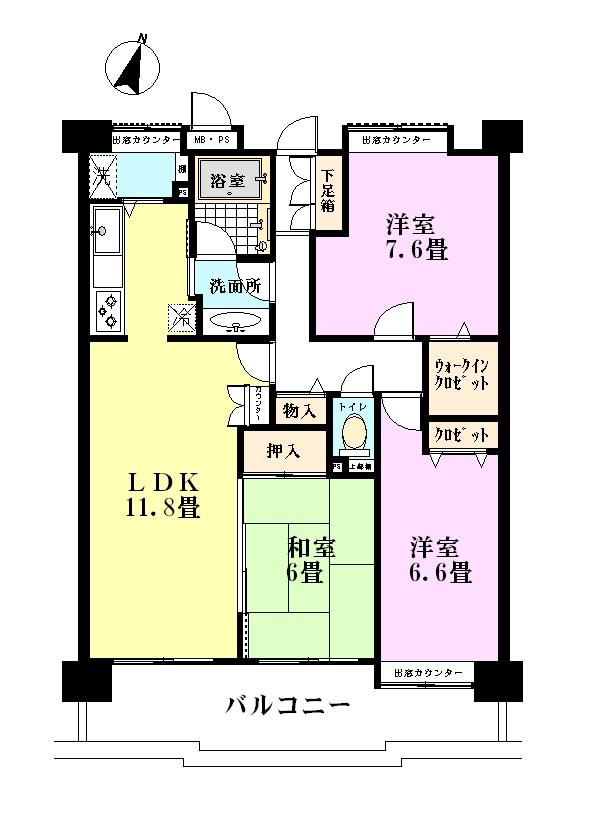 Floor plan. 3LDK, Price 21 million yen, Footprint 79 sq m , Balcony area 14.8 sq m 3LDK Walk-in closet There is all the living room storage South balcony